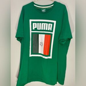 Puma Green Short Sleeve Tee with Tricolor Logo